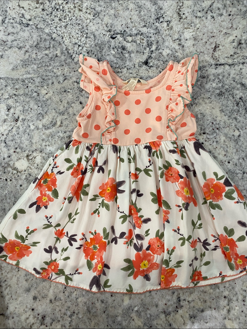 Matilda Jane Peach Polka & Orange Floral Ruffle Dress